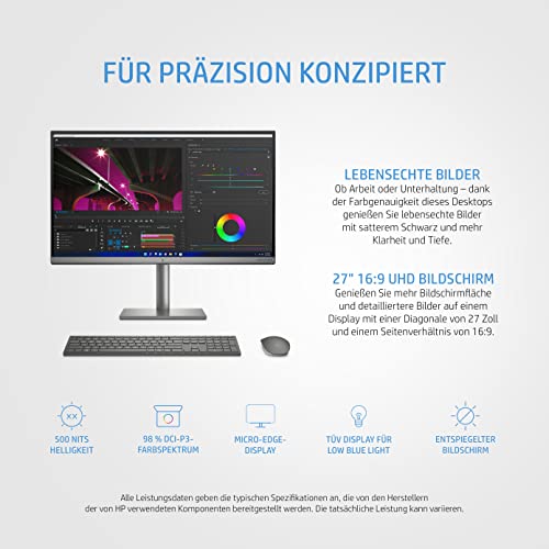 HP Envy PC Tout-en-Un | Écran UHD 27" 4K | Intel Core i9-12900 | 32 Go de RAM DDR5 | SSD 2 to | NVIDIA GeForce RTX 3060 | Windows 11 Home | Clavier QWERTZ | Argent