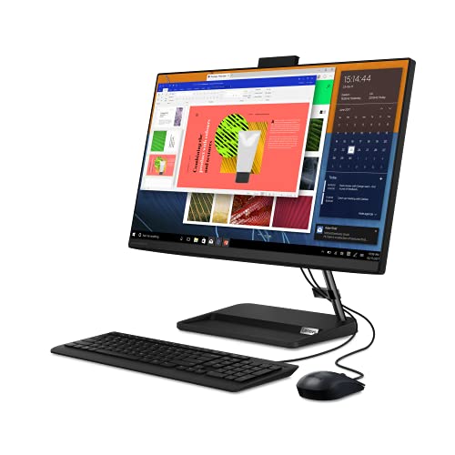 Lenovo Ideacentre AIO 3 24ALC6 - Ordinateur de Bureau Tout-en-Un 23.8" FHD (AMD Ryzen 3 5300U, 8Go RAM, 512Go SSD, AMD Radeon Graphics, Windows 11 Home) Clavier AZERTY (Français) et Souris USB - Noir