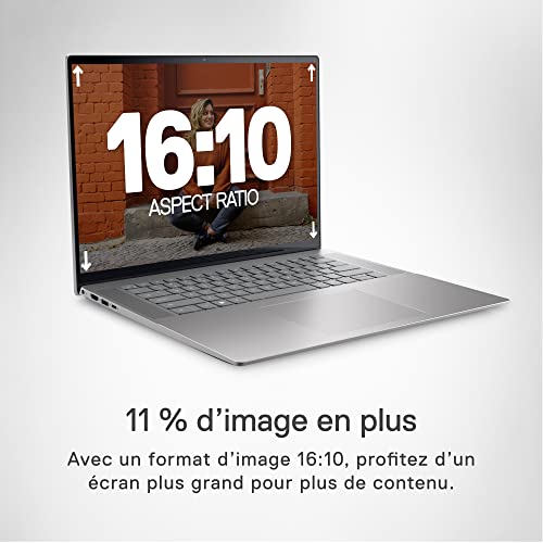 Dell Inspiron 16 5620 Intel Core i5-1235U Ordinateur portable 16" Full HD Platinum silver 8Go de RAM SSD 512Go Intel UHD Graphics Windows 11 Home Clavier AZERTY Français rétroéclairé